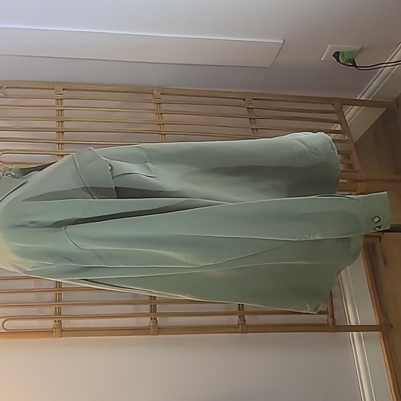 Tommy Bahama 100% silk olive green long sleeve shirt size XL 2 pockets vacation - Picture 8 of 14